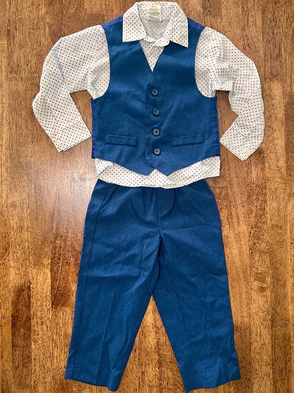 Van Heusen Dressy 3-Piece Set (Shirt + Pants + Vest), Toddler Boy 3T (Navy Blue